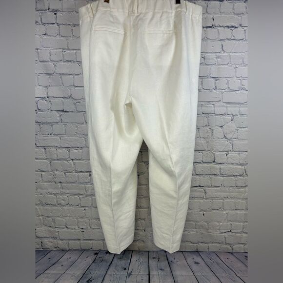 Talbots Classic White Linen Lined Coastal Beach Party Straight Leg Pants 16 - Picture 3 of 11